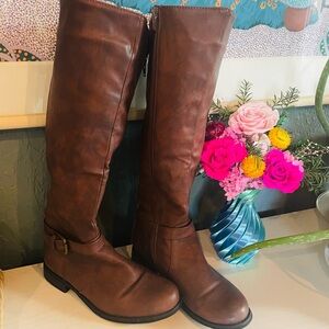 Knee High Brown Zippered Boots